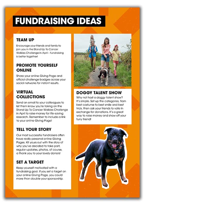 SU2C April Walkies Challenge fundraising pack page 3 thumbnail.