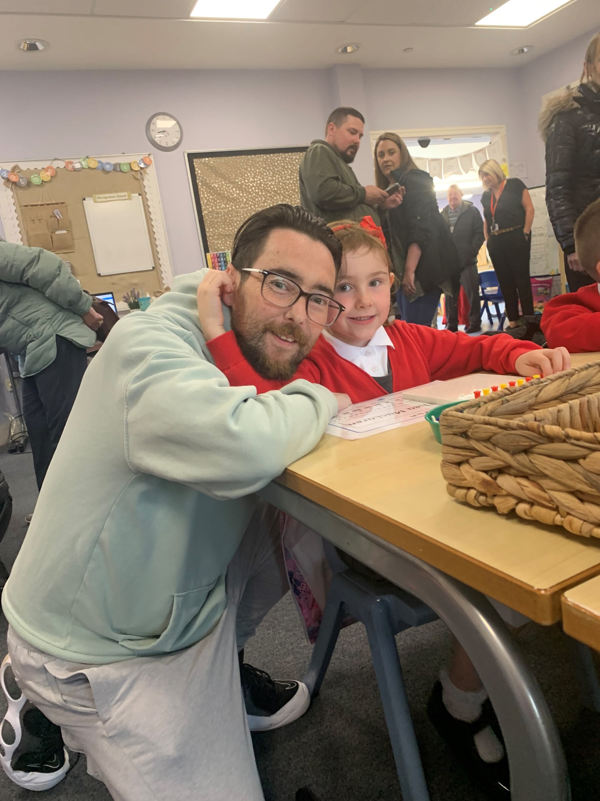 Photo of Will and Thea on Thea's first day of p1.